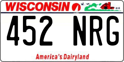 WI license plate 452NRG