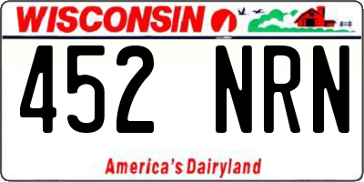 WI license plate 452NRN