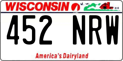 WI license plate 452NRW