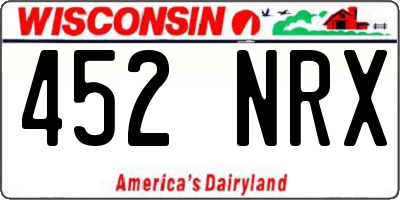 WI license plate 452NRX