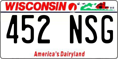 WI license plate 452NSG