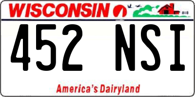 WI license plate 452NSI
