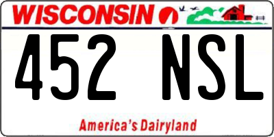 WI license plate 452NSL