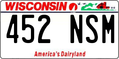 WI license plate 452NSM