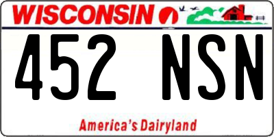 WI license plate 452NSN