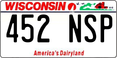 WI license plate 452NSP