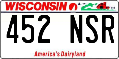 WI license plate 452NSR
