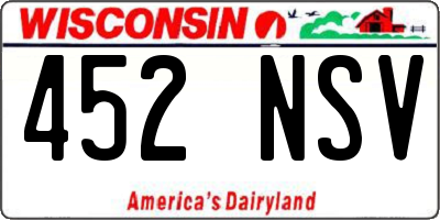 WI license plate 452NSV