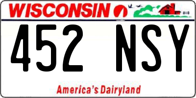 WI license plate 452NSY