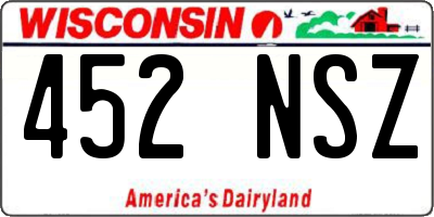 WI license plate 452NSZ