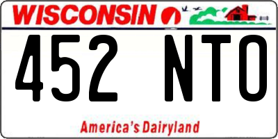 WI license plate 452NTO