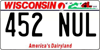 WI license plate 452NUL