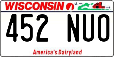 WI license plate 452NUO