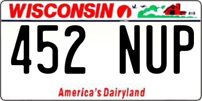 WI license plate 452NUP