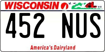 WI license plate 452NUS