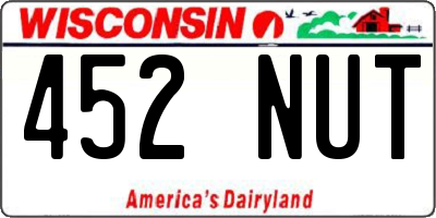 WI license plate 452NUT