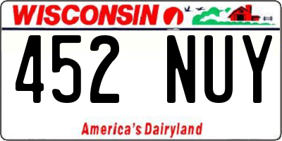 WI license plate 452NUY