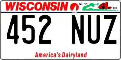 WI license plate 452NUZ