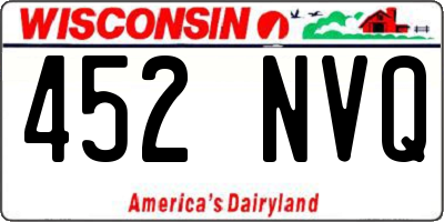 WI license plate 452NVQ