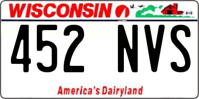 WI license plate 452NVS