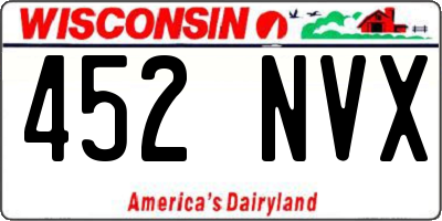 WI license plate 452NVX