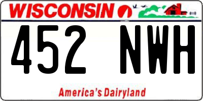 WI license plate 452NWH