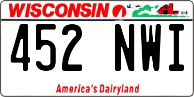WI license plate 452NWI