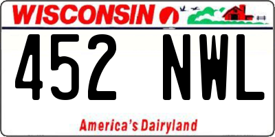 WI license plate 452NWL