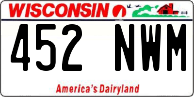 WI license plate 452NWM