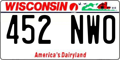 WI license plate 452NWO