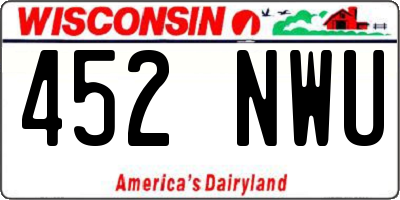 WI license plate 452NWU