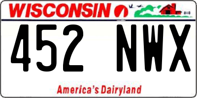 WI license plate 452NWX