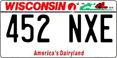 WI license plate 452NXE