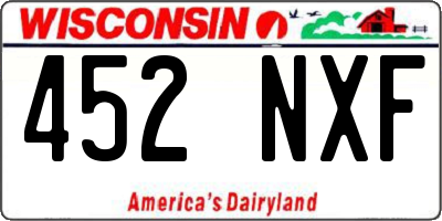 WI license plate 452NXF