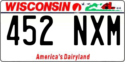 WI license plate 452NXM