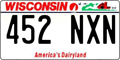 WI license plate 452NXN