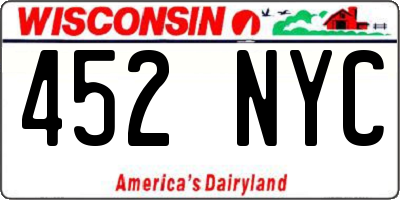 WI license plate 452NYC