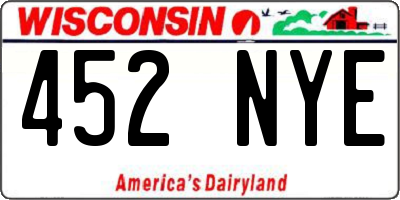 WI license plate 452NYE