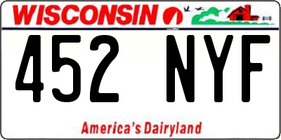 WI license plate 452NYF