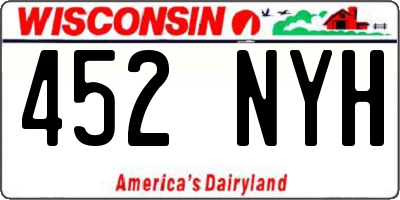 WI license plate 452NYH