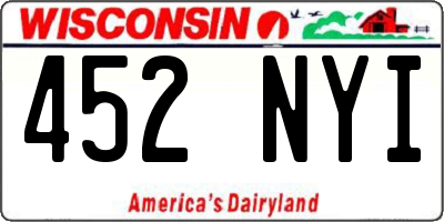 WI license plate 452NYI
