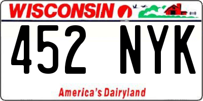WI license plate 452NYK
