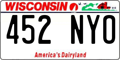 WI license plate 452NYO