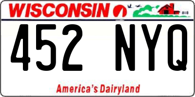 WI license plate 452NYQ