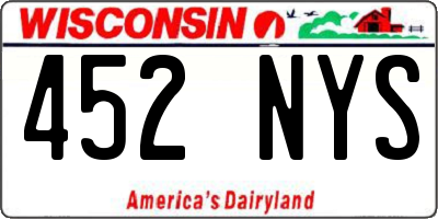 WI license plate 452NYS