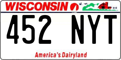 WI license plate 452NYT
