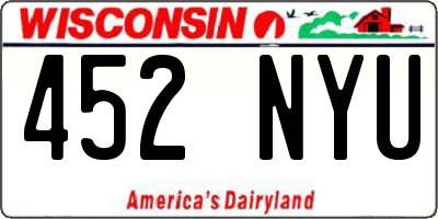 WI license plate 452NYU