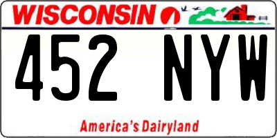 WI license plate 452NYW