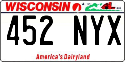 WI license plate 452NYX