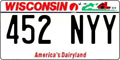 WI license plate 452NYY